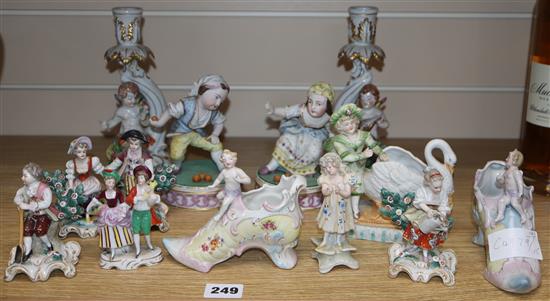 A group of Continental porcelain figures